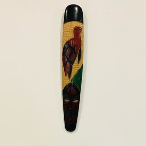 Handcrafted Vintage Tribal Wall Mask with Bird Design